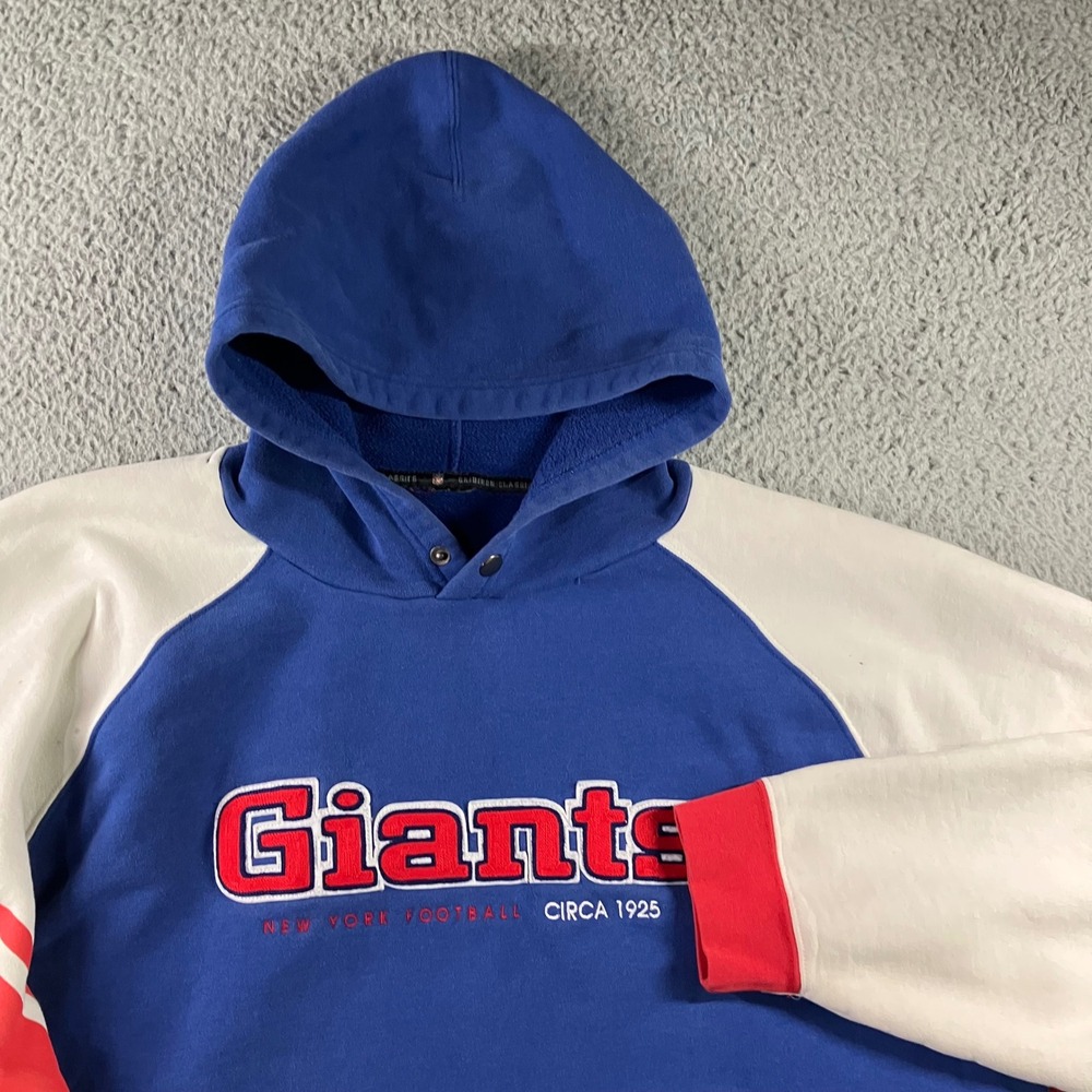 Vtg NY Giants Hoodie 2XL Boxy Oversized Thrashed Colorblock Gridiron Classics